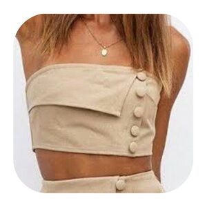 Sabo Skirt L tan cotton Wynn crop top